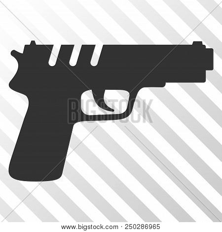 Pistol Gun Vector Pictograph. An Illustration Style Is A Flat Iconic Symbol On A Hatch Transparent B