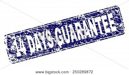 14 Days Guarantee Stamp Seal Print With Grunge Style. Seal Shape Is A Rounded Rectangle With Frame. 