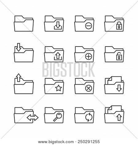 Simple Set Of Folders Related Vector Line Icons. Contains Such Icons As Repository, Sync, Network Fo