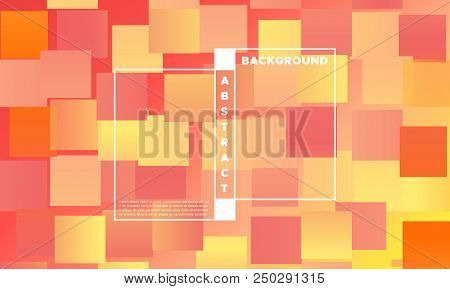 Geometric Background With Halftone Rectangles. Trendy Colorful Gradient. Bright Abstract Template Fo