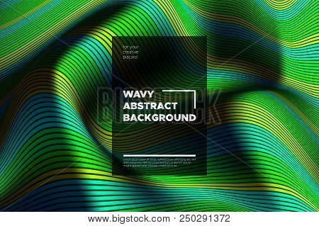 Movement. Trendy Abstract Background Of Waves. Modern Bright Flow Poster. Color Blend. Distortion Of