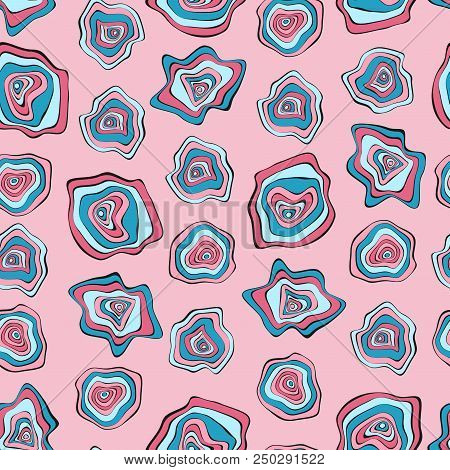 Wavy Distorted Rounds. Seamless Pattern With Deformed Circles. Hand Drawn Abstract Background. Vecto