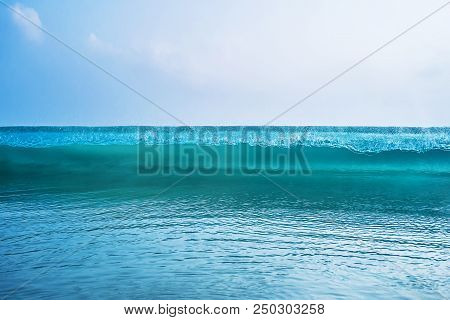 Wave Blue Crashing Detail Ocean Wave Cresting Crashing Rolling Breaking Water Closeup Hollow Detail 