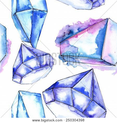 Colorful Diamond Rock Jewelry Mineral.seamless Background Pattern. Fabric Wallpaper Print Texture. G