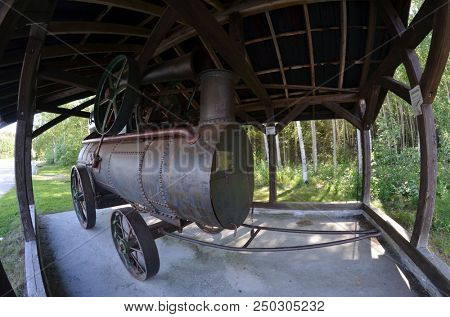 Locomobile. Vintage steam power plant. It was used as a transport and drive to various mechanisms. June 22,2018.Rjukan,Norway