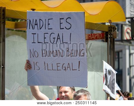 San Francisco, Ca June 23, 2018: Pro-immigration Sign On Display By A Marcher In A Lbgt Pride Parade