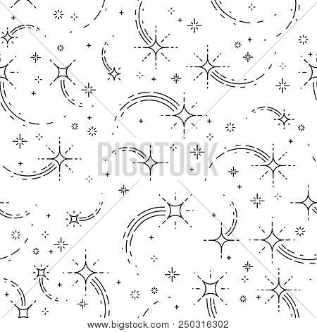 Space Seamless Background With Stars, Undiscovered Galaxy Cosmic Fantastic And Interesting Textile F