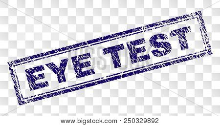 Eye Test Stamp Seal Print With Rubber Print Style And Double Framed Rectangle Shape. Stamp Is Placed