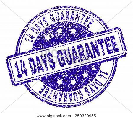 14 Days Guarantee Stamp Seal Imprint With Grunge Texture. Designed With Rounded Rectangles And Circl