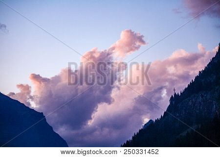 Sunset Sky In An Alpine Valley