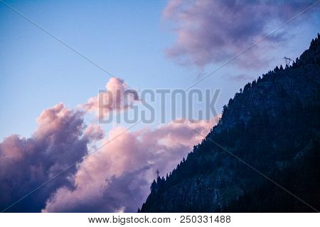 Sunset Sky In An Alpine Valley