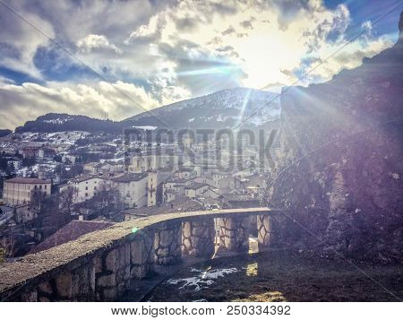 Beautiful View In The Medieval Village Of Pescocostanzo