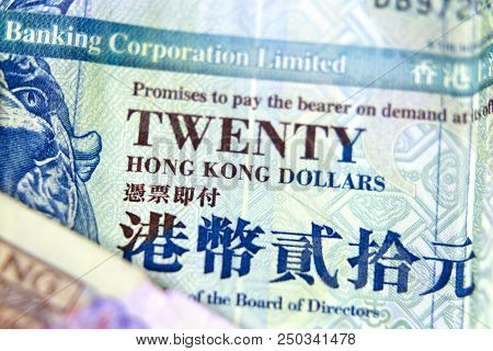 Hong Kong Currency. No People. Twenty Dollars