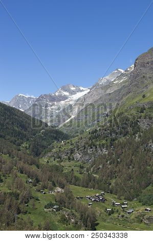 Mountain Landscape, In The Pennine Alps In The Canton Of Valais