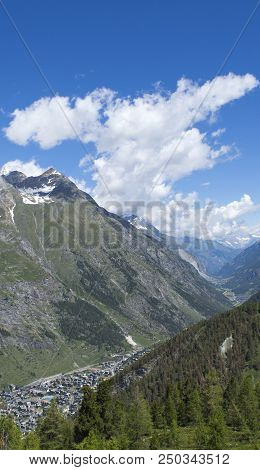 Mountain Landscape, In The Pennine Alps In The Canton Of Valais