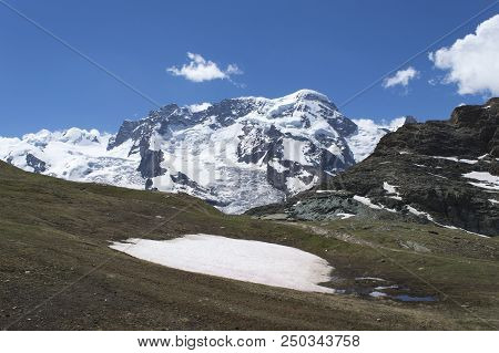 Mountain Landscape, In The Pennine Alps In The Canton Of Valais