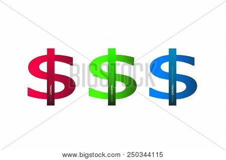 Flat Design. Business Concept. Vector Illustration. Dollar Progress Loading Bar With Lighting. Flat 