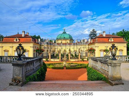 Buchlovice, Czech Republic - July 12, 2018: Chateau Buchlovice Is Designed In The Italian Baroque St