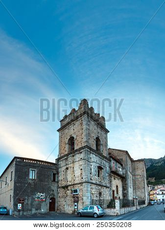 Stilo, Italy - June 10, 2017: Evening Twilight Old Medieval Stilo Famos Calabria Village View, South