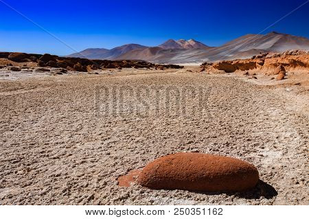 Volcanoes Licancabur And Juriques, Moon Valley, Atacama, Chile