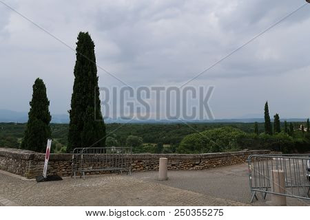 Grignan, France - July 16, 2018: Photography Showing Some Street And Buildings. The Photography Was 