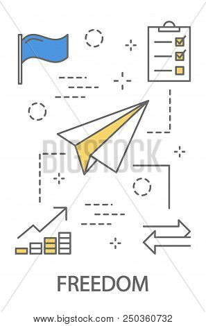 Freedom From Office Work Concept. Idea Of Freelance And Free Time. Flexible Work Schedule. Line Icon