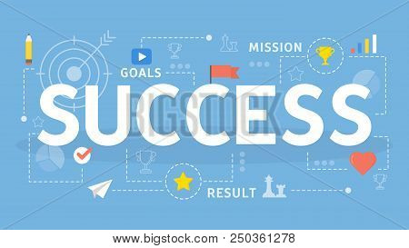 Success Concept. Winning In Competition. Getting Reward Or Prize For Achievement. Flat Vector Illust
