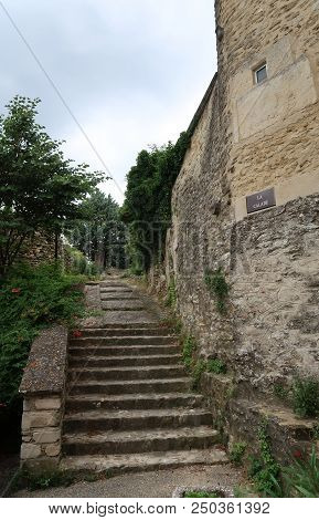 Grignan, France - July 16, 2018: Photography Showing Some Street And Buildings. The Photography Was 
