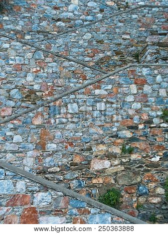 Abstract Photo Of A Stairway Made Of Stones, Skopelos Town, Island Of Skopelos, Greece