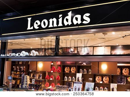 Amsterdam, Netherlands - July 18, 2018: Leonidas Chocolate Store At Schiphol Plaza, Shop Exterior Wi