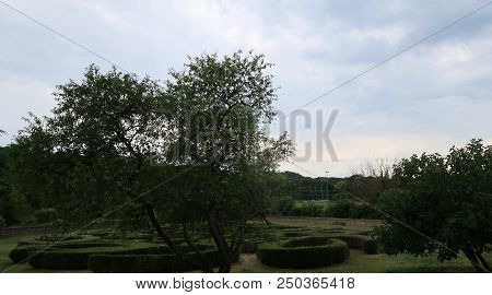 Grignan, France - July 16, 2018: Photography Showing The French Garden Of The Castle Of Grignan. The
