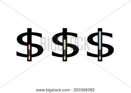 Flat Design. Business Concept. Vector Illustration. Dollar Progress Loading Bar With Lighting. Flat 
