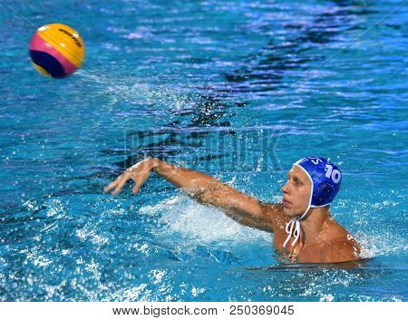 Budapest, Hungary - Jul 25, 2017. Kholod Dmitrii (10) Russian Waterpolo Player. Fina Waterpolo World