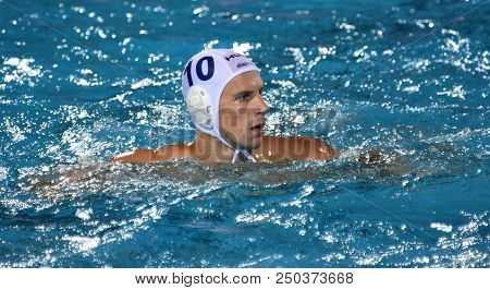 Budapest, Hungary - Jul 25, 2017.  Varga Denes (10) Hungarian Waterpolo Player. Fina Waterpolo World