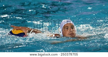 Budapest, Hungary - Jul 25, 2017. Hosnyanszky Norbert (6) Hungarian Waterpolo Player. Fina Waterpolo