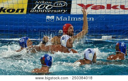 Budapest, Hungary - Jul 25, 2017. Hosnyanszky Norbert (6) Hungarian Waterpolo Player. Fina Waterpolo