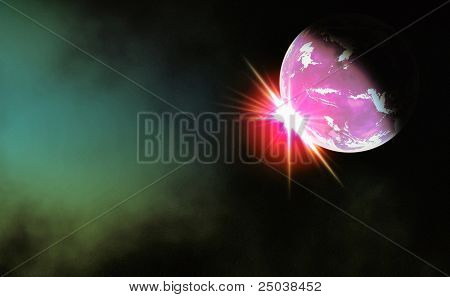 Immagine composita di un pianeta alieno ravvicinato