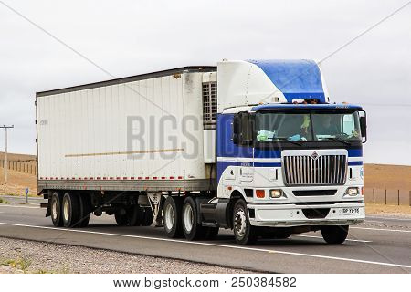 Copiapo, Chile - November 14, 2015: Semi-trailer Truck International 9800 At The Interurban Road.