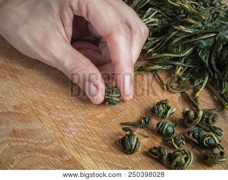 Manual Twisting Of Tea Leaves For Fermentation. Ivan Tea Fermentation