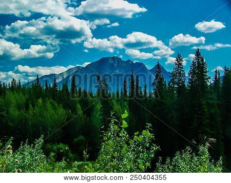 A View From The Side Of The Bow Valley Parkway, Banff National Park, Alberta, Canada