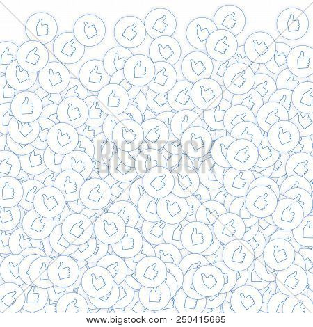 Social Media Icons. Social Media Overload Concept. Falling Scattered Thumbs Up. Sublime Bottom Gradi