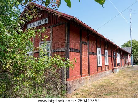 Old Railway Station Klatovy. Translation On The Tittle On The Building  