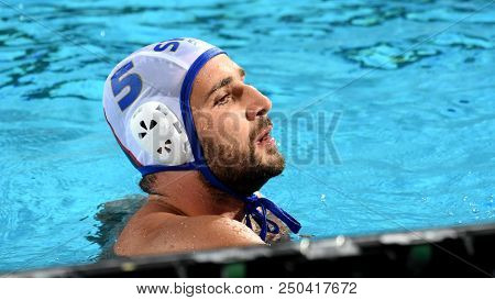 Budapest, Hungary - Jul 27, 2017. Cuk Milos (srb) In The Semifinal. Fina Waterpolo World Championshi