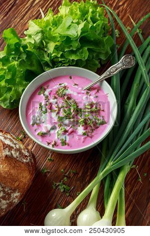 Traditional Russian And East European Summer Cold Soup For Hot Weather.