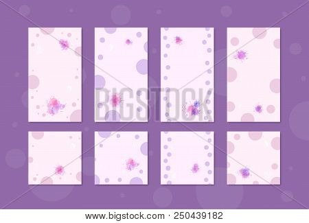 Set Of  Backgrounds With  Watercolor Elements For Social Media Networks. Story And Post Templates Wi