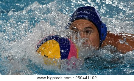 Budapest, Hungary - Jul 27, 2017. Hosnyanszky Norbert (6) Hungarian Waterpolo Player In The Semifina