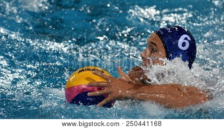 Budapest, Hungary - Jul 27, 2017. Hosnyanszky Norbert (6) Hungarian Waterpolo Player In The Semifina