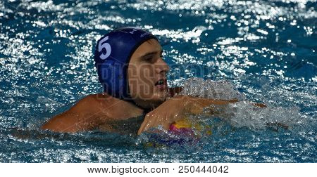 Budapest, Hungary - Jul 27, 2017. Vamos Marton (5) Hungarian Waterpolo Player In The Semifinal. Fina