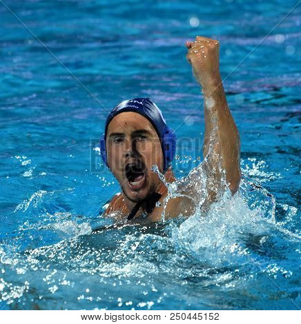 Budapest, Hungary - Jul 27, 2017. Hosnyanszky Norbert (6) Hungarian Waterpolo Player In The Semifina