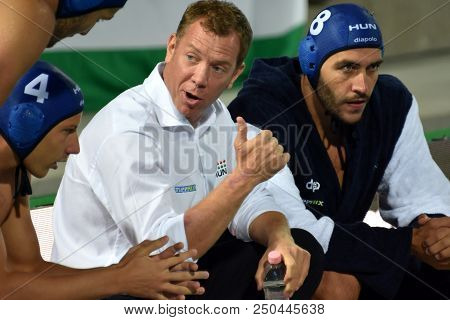 Budapest, Hungary - Jul 27, 2017. Marcz Tamas Head Coach With His Players (zalanki Gergo 4, Gor-nagy